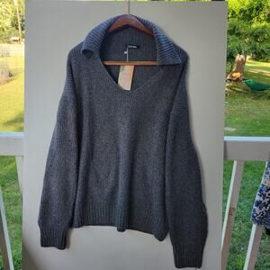 BTFBM Women Casual Long Sleeve Zip Striped Pullover Sweaters SZ M